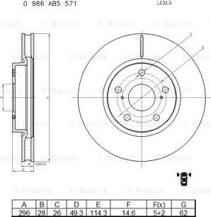 BOSCH 0 986 AB5 571 - Brake Disc autospares.lv