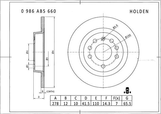 BOSCH 0 986 AB5 660 - Brake Disc autospares.lv