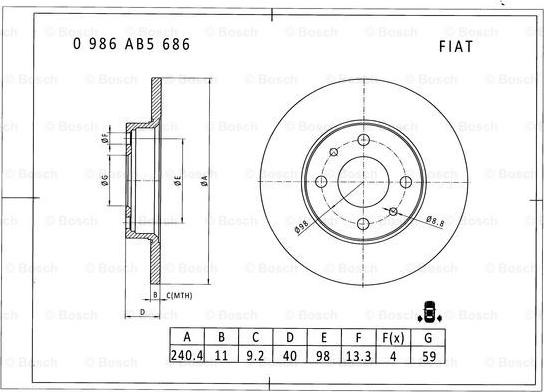 BOSCH 0 986 AB5 686 - Brake Disc autospares.lv