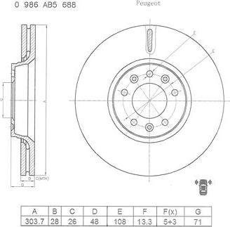 BOSCH 0 986 AB5 688 - Brake Disc autospares.lv