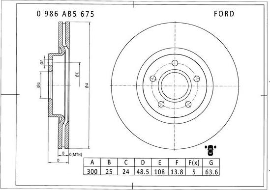 BOSCH 0 986 AB5 675 - Brake Disc autospares.lv