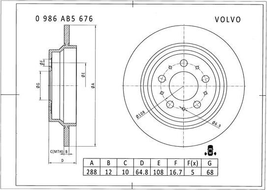 BOSCH 0 986 AB5 676 - Brake Disc autospares.lv