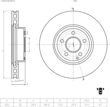 BOSCH 0 986 AB5 894 - Brake Disc autospares.lv