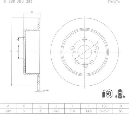 BOSCH 0 986 AB5 399 - Brake Disc autospares.lv