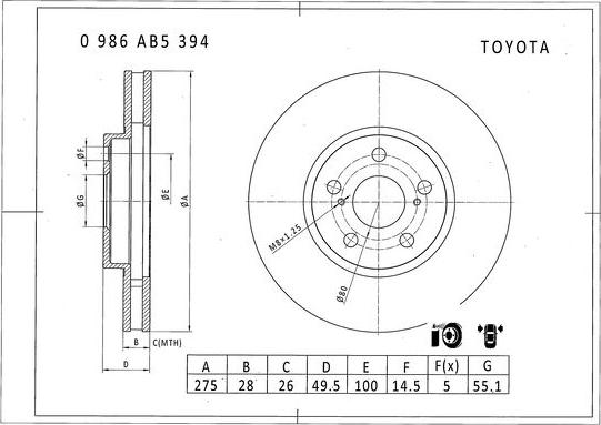 BOSCH 0 986 AB5 394 - Brake Disc autospares.lv