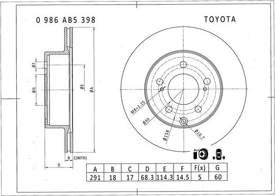 BOSCH 0 986 AB5 398 - Brake Disc autospares.lv