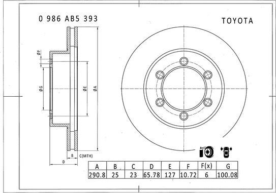 BOSCH 0 986 AB5 393 - Brake Disc autospares.lv