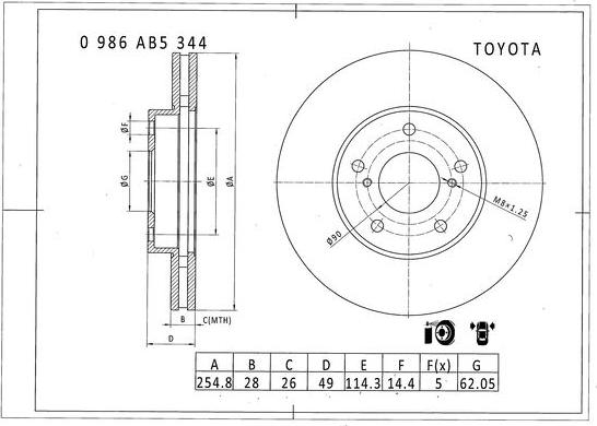 BOSCH 0 986 AB5 344 - Brake Disc autospares.lv