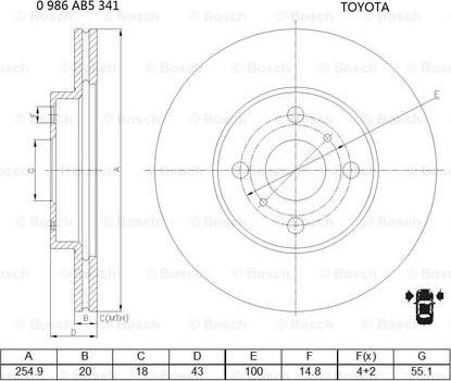 BOSCH 0 986 AB5 341 - Brake Disc autospares.lv