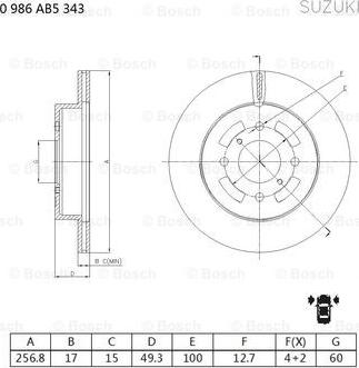 BOSCH 0 986 AB5 343 - Brake Disc autospares.lv