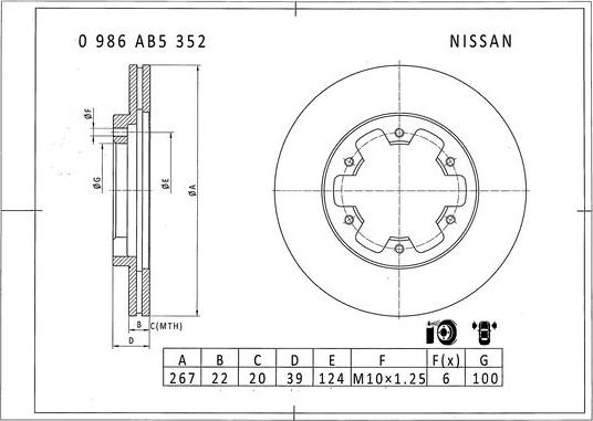 BOSCH 0 986 AB5 352 - Brake Disc autospares.lv