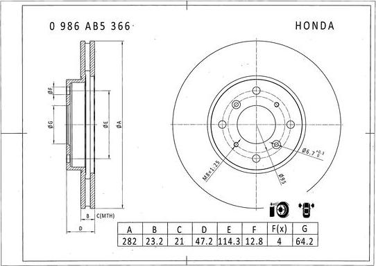 BOSCH 0 986 AB5 366 - Brake Disc autospares.lv