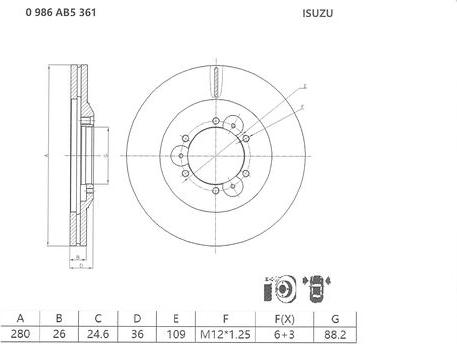 BOSCH 0 986 AB5 361 - Brake Disc autospares.lv