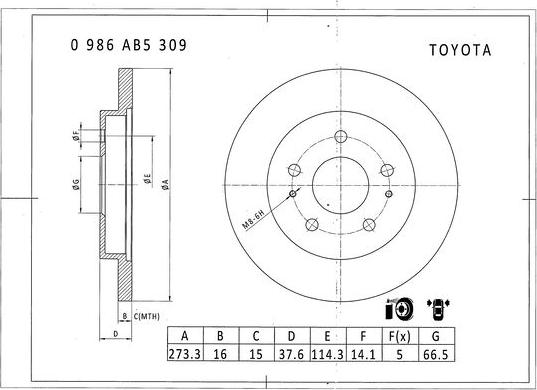 BOSCH 0 986 AB5 309 - Brake Disc autospares.lv