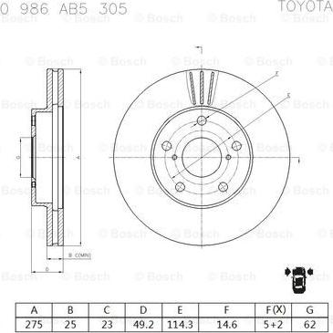 BOSCH 0 986 AB5 305 - Brake Disc autospares.lv