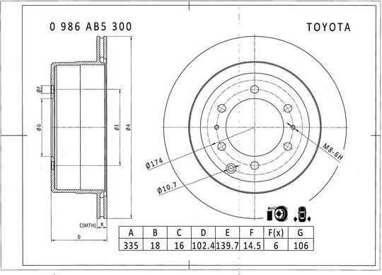 BOSCH 0 986 AB5 300 - Brake Disc autospares.lv