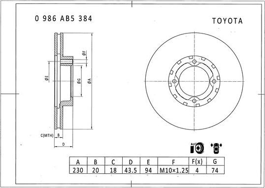 BOSCH 0 986 AB5 384 - Brake Disc autospares.lv