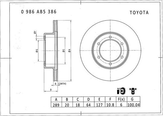 BOSCH 0 986 AB5 386 - Brake Disc autospares.lv