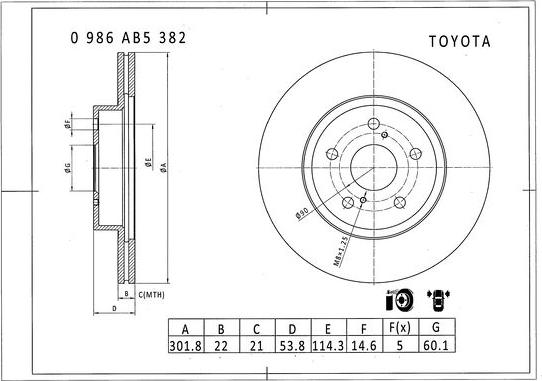 BOSCH 0 986 AB5 382 - Brake Disc autospares.lv