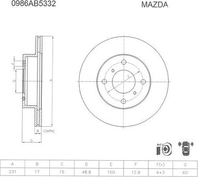 BOSCH 0 986 AB5 332 - Brake Disc autospares.lv