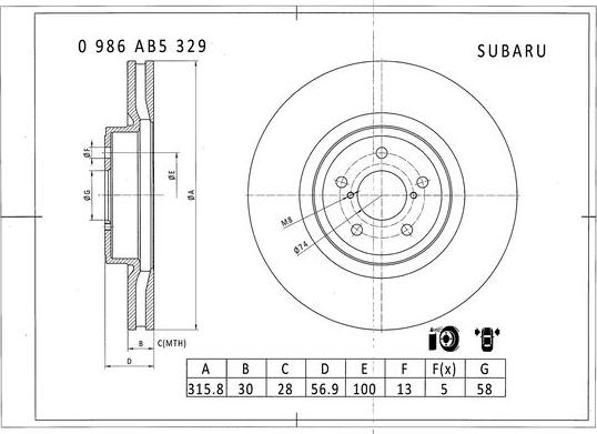 BOSCH 0 986 AB5 329 - Brake Disc autospares.lv