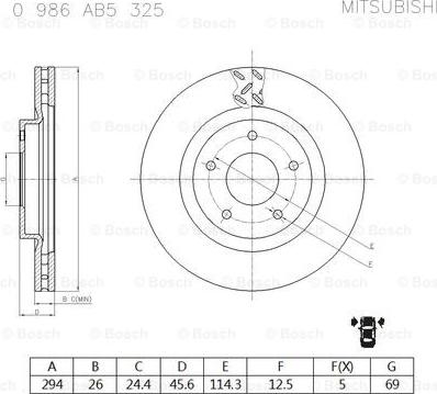 BOSCH 0 986 AB5 325 - Brake Disc autospares.lv