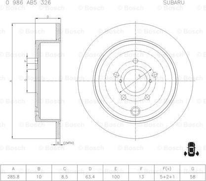 BOSCH 0 986 AB5 326 - Brake Disc autospares.lv