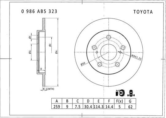 BOSCH 0 986 AB5 323 - Brake Disc autospares.lv