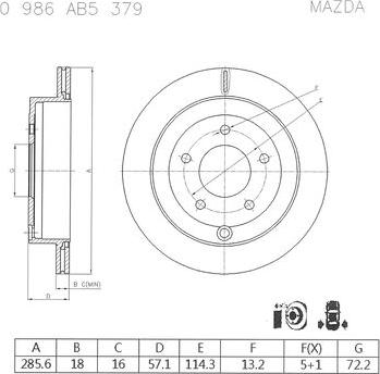 BOSCH 0 986 AB5 379 - Brake Disc autospares.lv