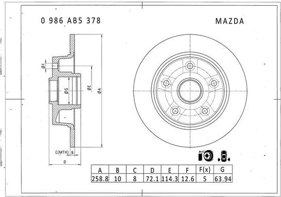 BOSCH 0 986 AB5 378 - Brake Disc autospares.lv