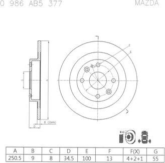 BOSCH 0 986 AB5 377 - Brake Disc autospares.lv