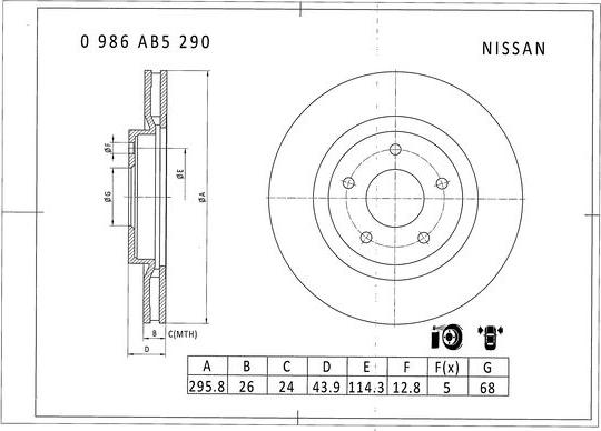 BOSCH 0 986 AB5 290 - Brake Disc autospares.lv