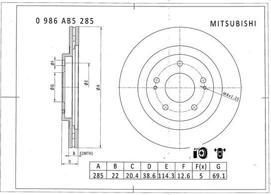 BOSCH 0 986 AB5 285 - Brake Disc autospares.lv