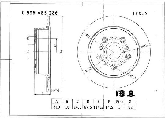 BOSCH 0 986 AB5 286 - Brake Disc autospares.lv