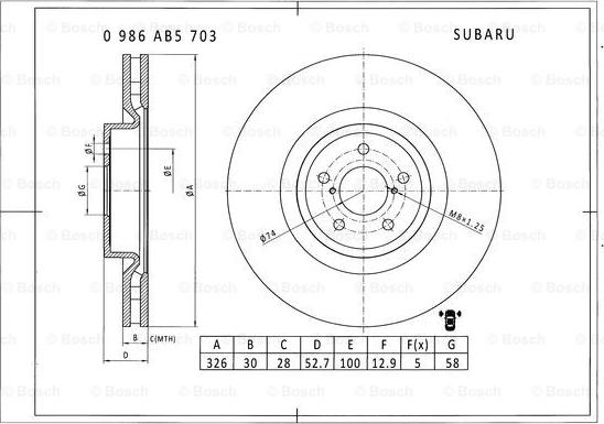 BOSCH 0 986 AB5 703 - Brake Disc autospares.lv