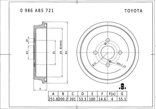 BOSCH 0 986 AB5 721 - Brake Drum autospares.lv