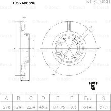 BOSCH 0 986 AB6 990 - Brake Disc autospares.lv