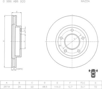 BOSCH 0 986 AB6 920 - Brake Disc autospares.lv