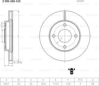 BOSCH 0 986 AB6 420 - Brake Disc autospares.lv