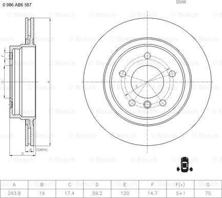 BOSCH 0 986 AB6 567 - Brake Disc autospares.lv