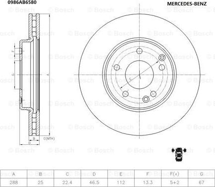 BOSCH 0 986 AB6 580 - Brake Disc autospares.lv