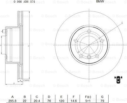 BOSCH 0 986 AB6 574 - Brake Disc autospares.lv