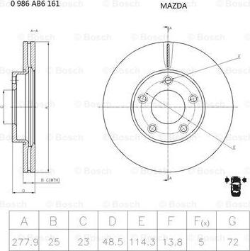 BOSCH 0 986 AB6 161 - Brake Disc autospares.lv