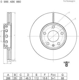 BOSCH 0 986 AB6 880 - Brake Disc autospares.lv