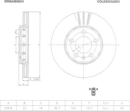 BOSCH 0 986 AB6 824 - Brake Disc autospares.lv