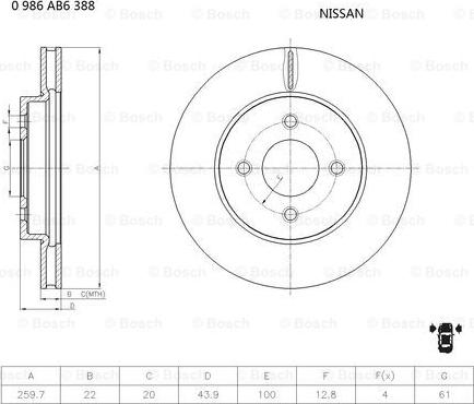 BOSCH 0 986 AB6 388 - Brake Disc autospares.lv