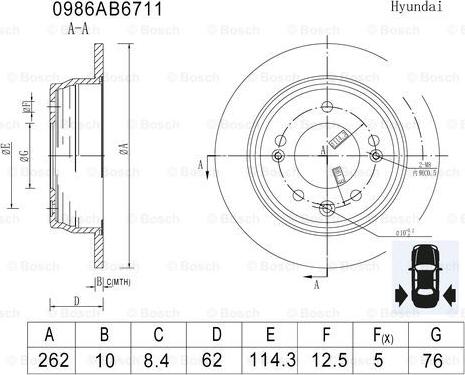 BOSCH 0 986 AB6 711 - Brake Disc autospares.lv