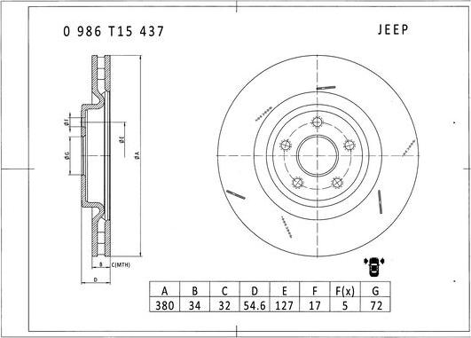 BOSCH 0 986 T15 437 - Brake Disc autospares.lv