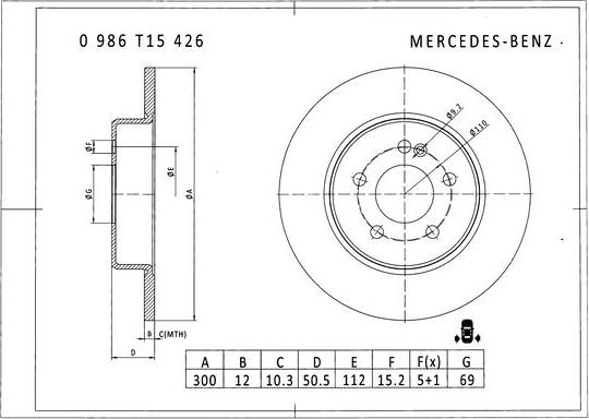 BOSCH 0 986 T15 426 - Brake Disc autospares.lv