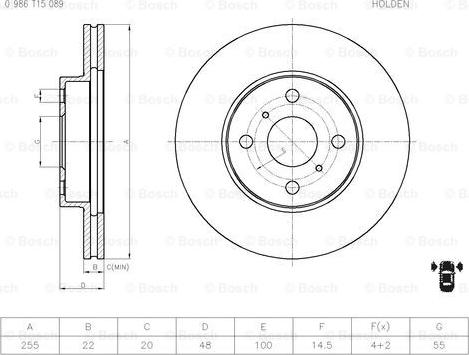 BOSCH 0 986 T15 089 - Brake Disc autospares.lv